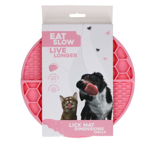 Eat Slow Live Longer Lick Mat Dimensions Circle Roze