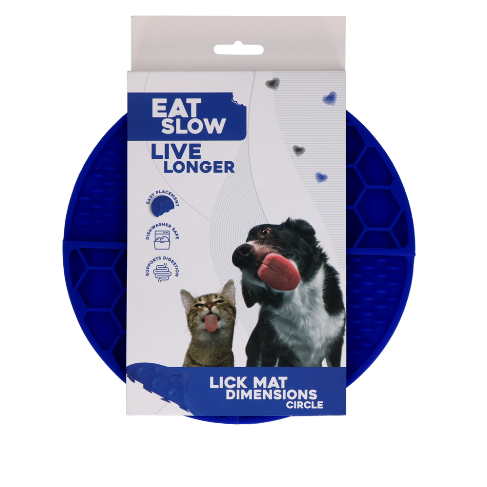 Eat Slow Live Longer Lick Mat Dimensions Circle Blauw