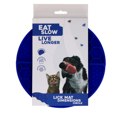 Eat Slow Live Longer Lick Mat Dimensions Circle Blauw