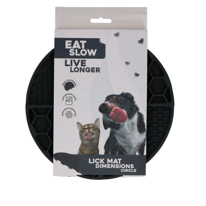 Eat Slow Live Longer Lick Mat Dimensions Circle Grijs