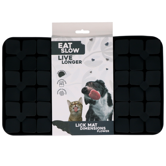 Eat Slow Live Longer Lick Mat Dimensions Flower Grijs