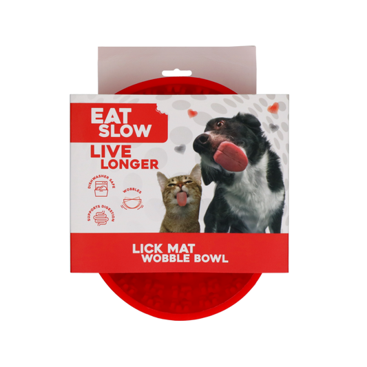 Eat Slow Live Longer Lick Mat Wobble Bowl Rood