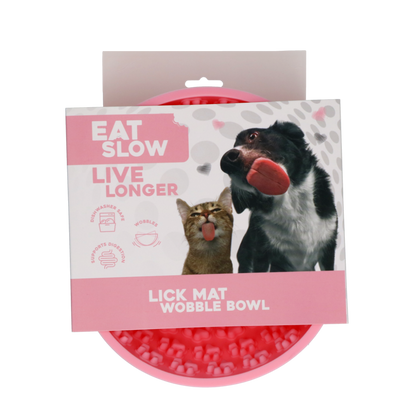 Eat Slow Live Longer Lick Mat Wobble Bowl Roze