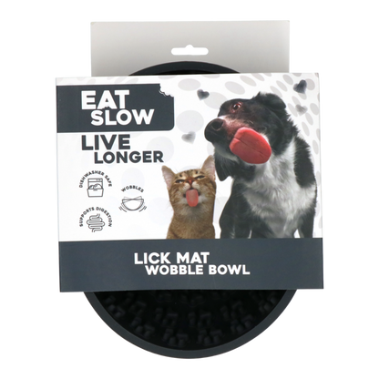 Eat Slow Live Longer Lick Mat Wobble Bowl Grijs