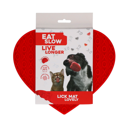 Eat Slow Live Longer Lick Mat Lovely Heart Rood