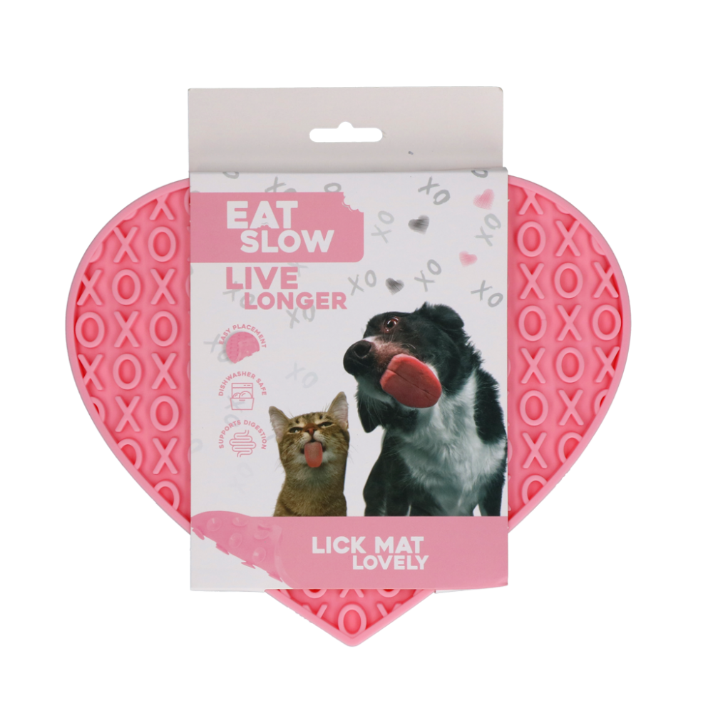 Eat Slow Live Longer Lick Mat Lovely Heart Roze