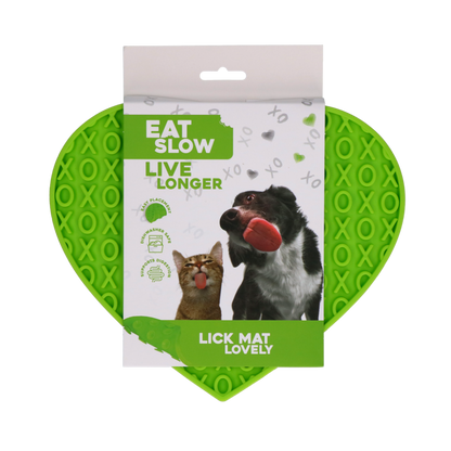 Eat Slow Live Longer Lick Mat Lovely Heart Groen
