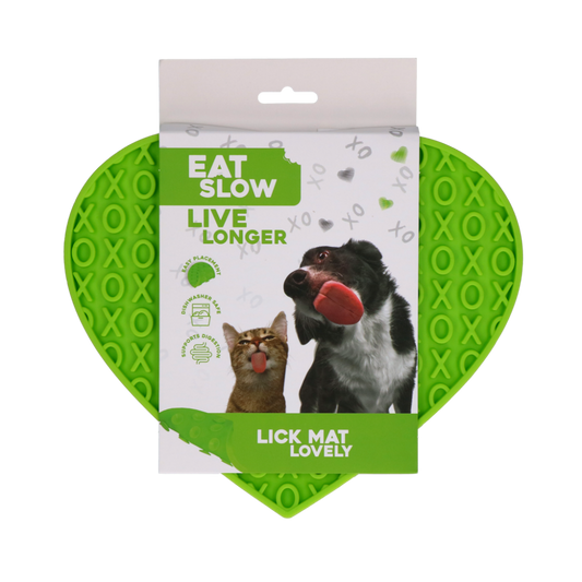 Eat Slow Live Longer Lick Mat Lovely Heart Groen