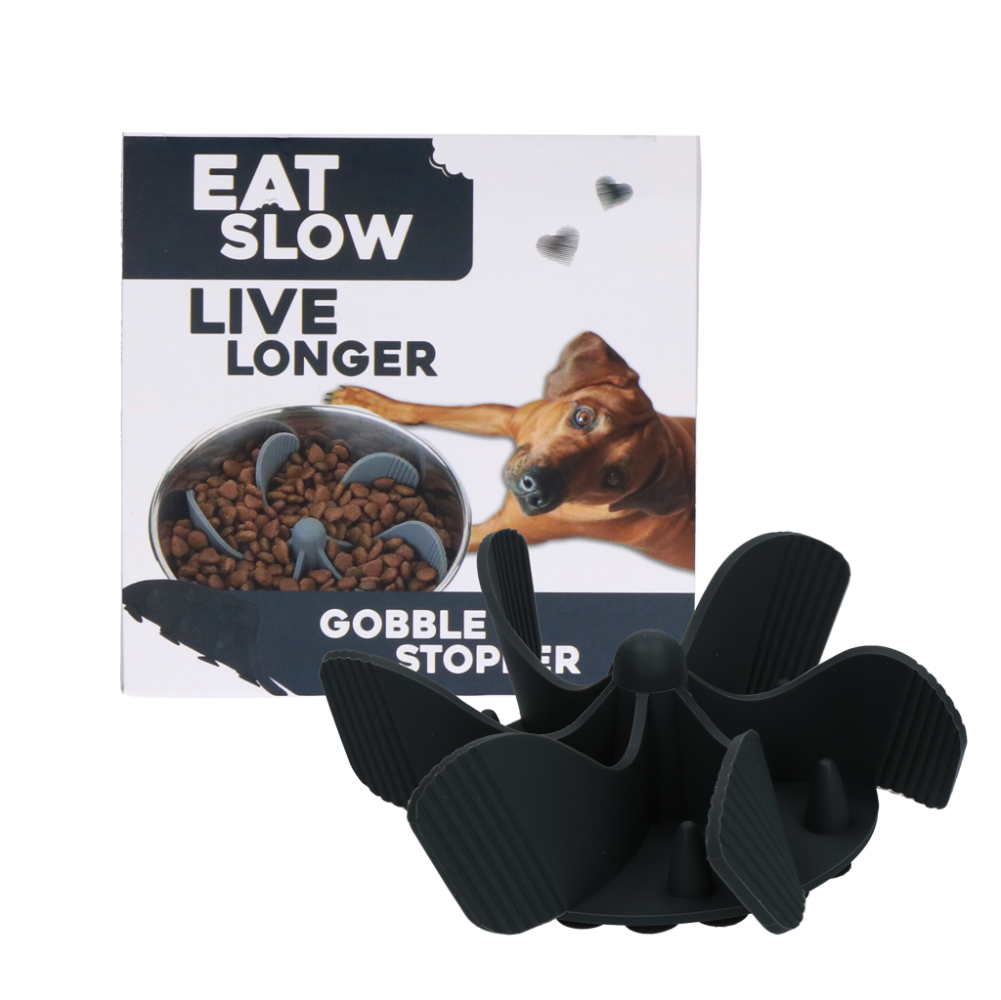 Eat Slow Live Longer Gobble Stopper Grijs M