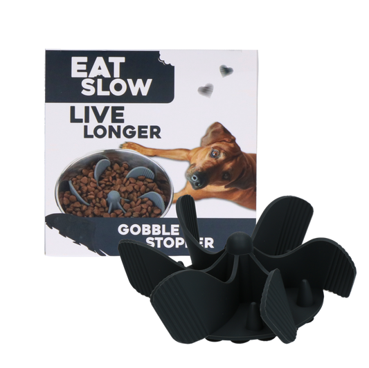 Eat Slow Live Longer Gobble Stopper Grijs M