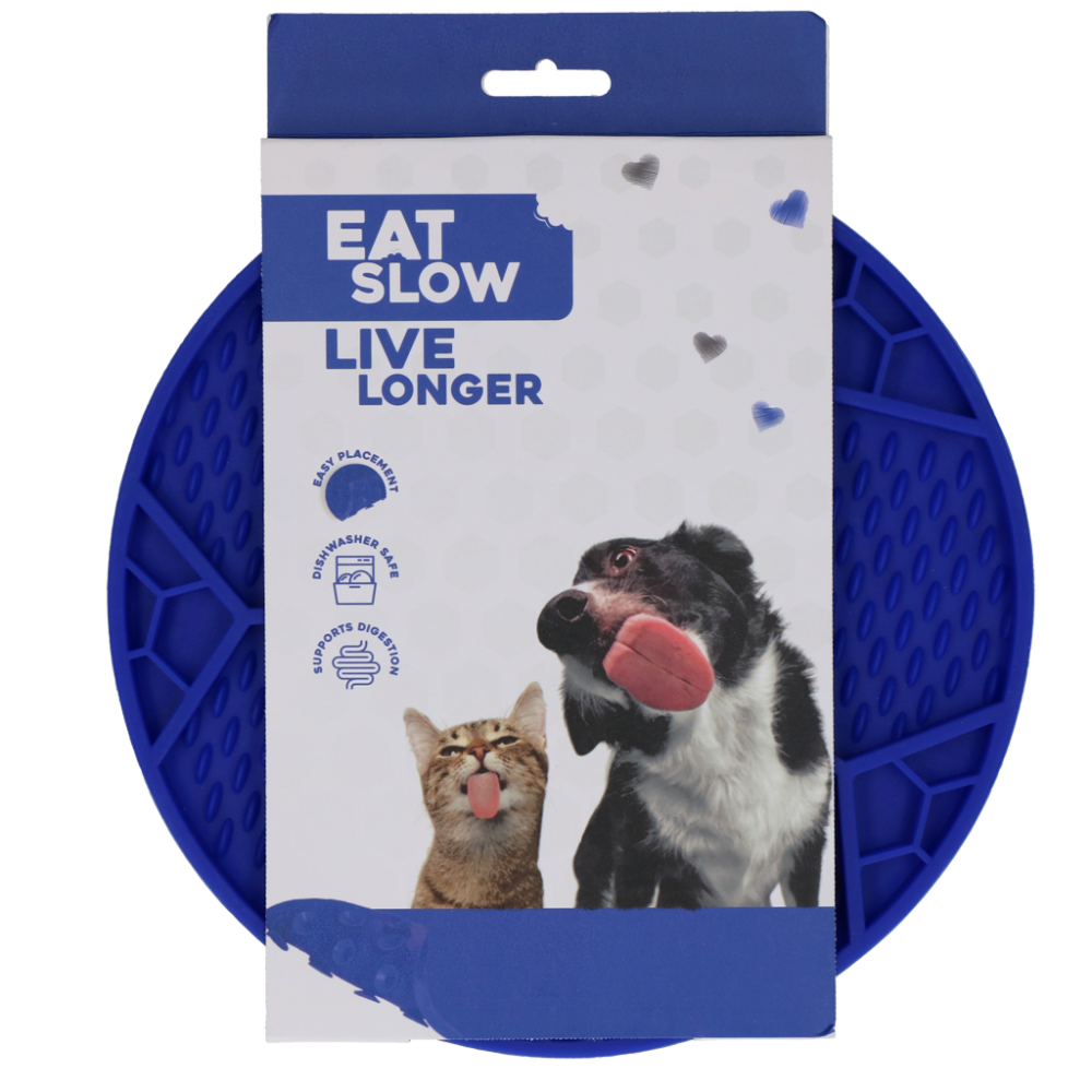 Eat Slow Live Longer Lick Mat Soccer Ball Blauw