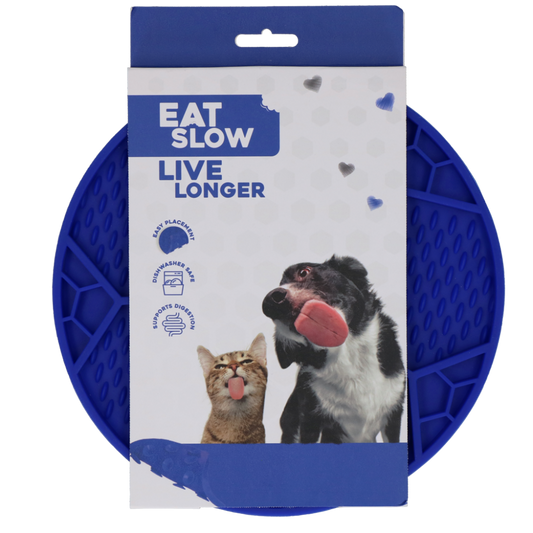 Eat Slow Live Longer Lick Mat Soccer Ball Blauw