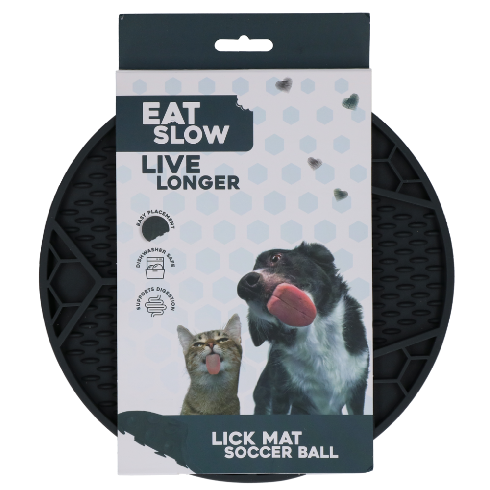 Eat Slow Live Longer Lick Mat Soccer Ball Grijs