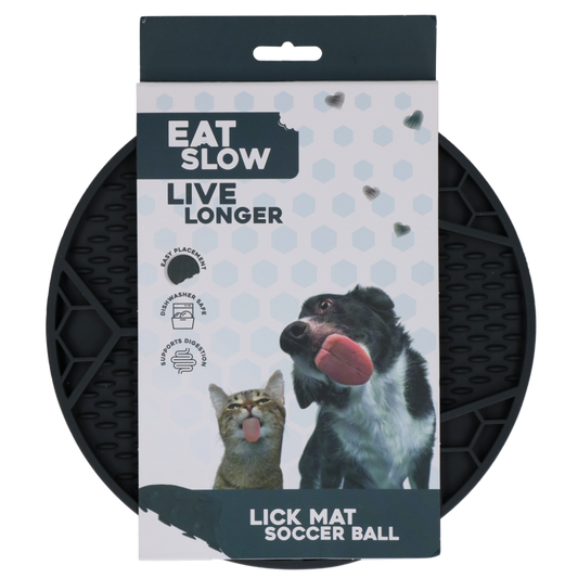 Eat Slow Live Longer Lick Mat Voetbal Grijs