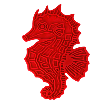 Eat Slow Live Longer Lick Mat Seahorse Rood