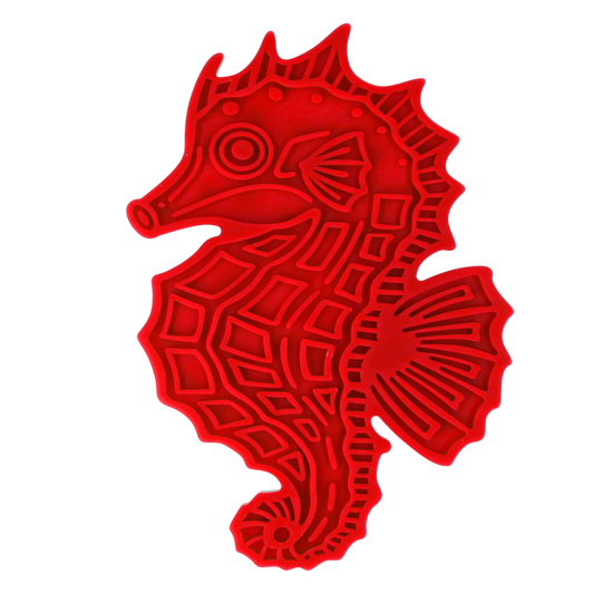 Eat Slow Live Longer Lick Mat Seahorse Rood