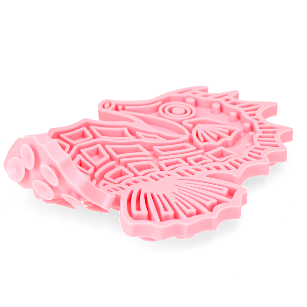 Eat Slow Live Longer Lick Mat Seahorse Rood