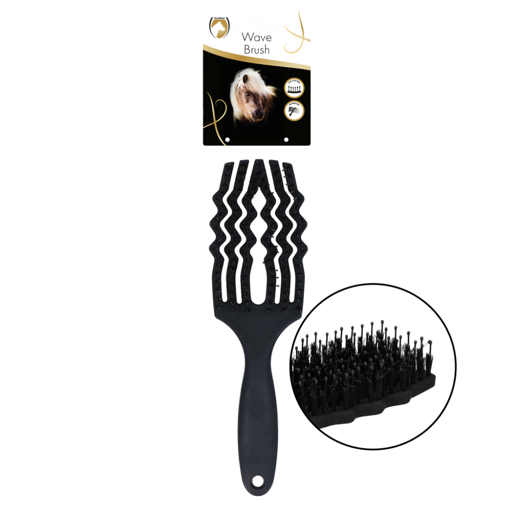 Excellent Horse Wave Brush Zwart