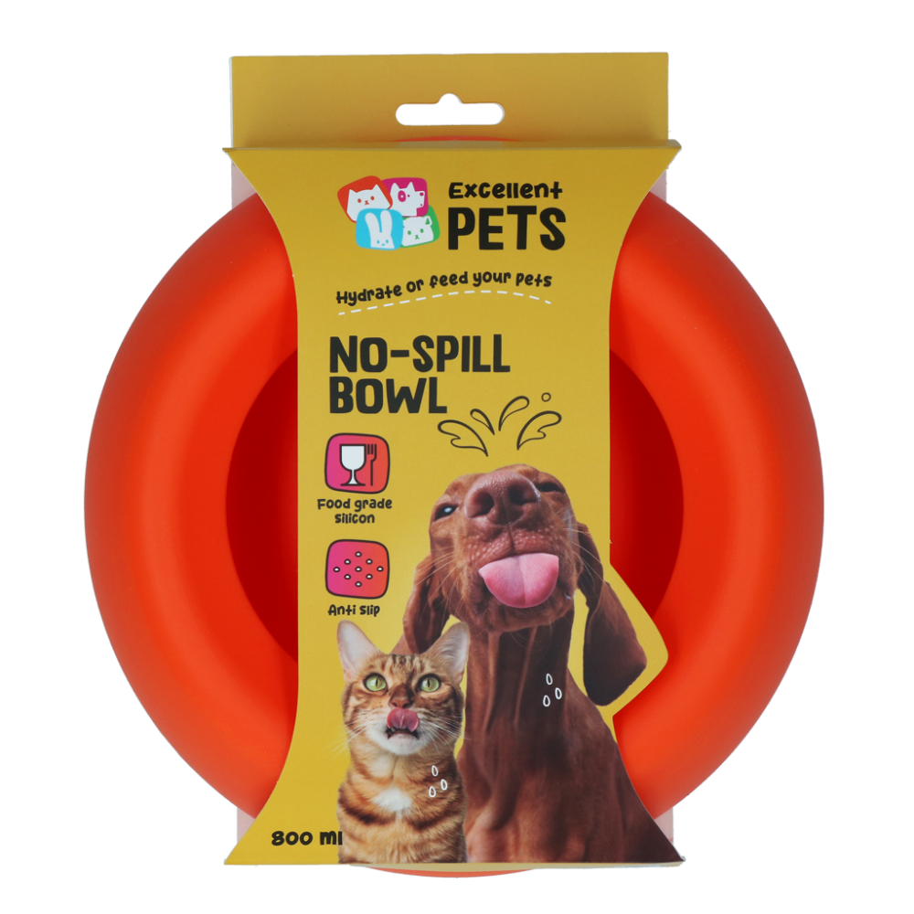 Excellent Pets No-Spill Bowl 800ml Oranje M