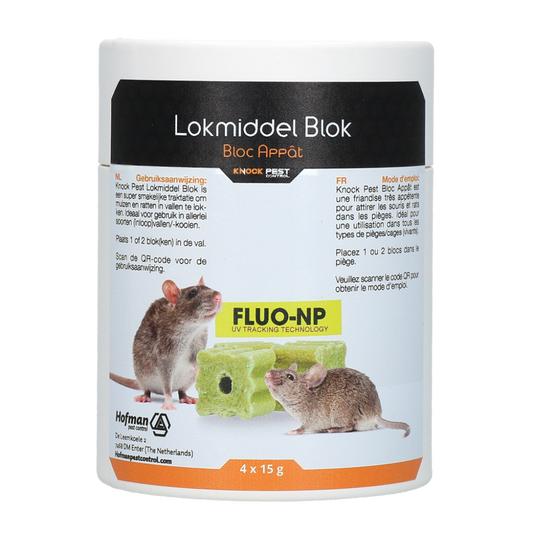 Knock Pest Lokmiddel Blok voor muis&rat Fluo-NP 4 x 15 g