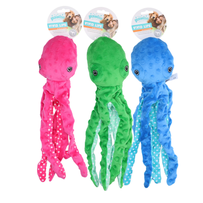 Pawise Multicolor Plush Octopus (3 colour assorted) S