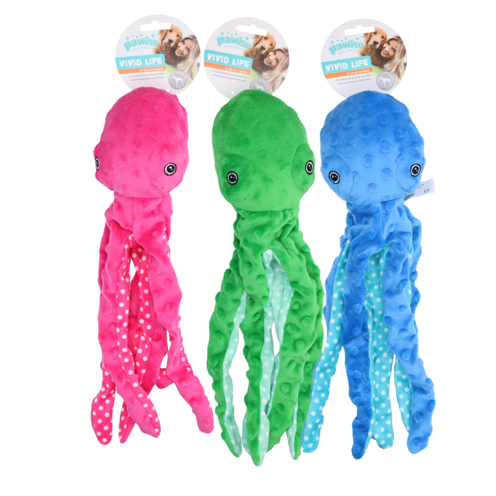 Pawise Multicolor Plush Octopus (3 colour assorted) M