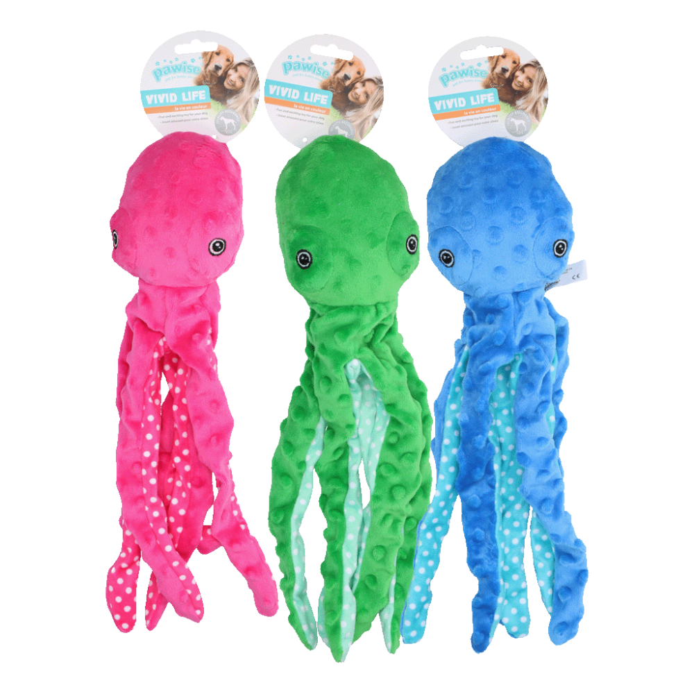 Pawise Multicolor Plush Octopus (3 colour assorted) L