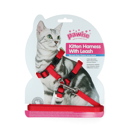Pawise Kitten Harness With Leash Red/Blue S