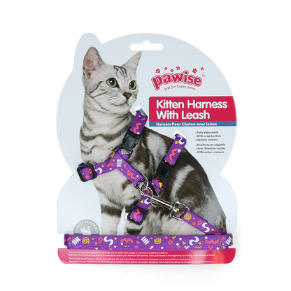 Pawise Kitten Harness With Leash Pink/Purple