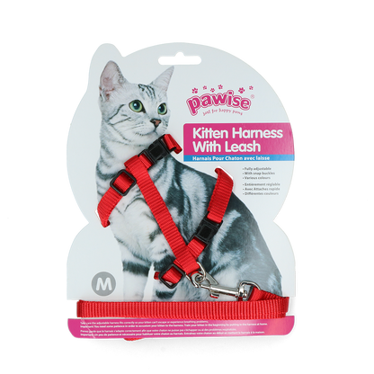 Pawise Kitten Harness With Leash Red/Blue M