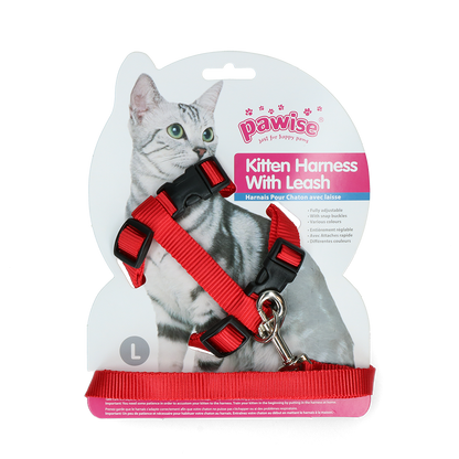 Pawise Kitten Harness With Leash Red/Blue L