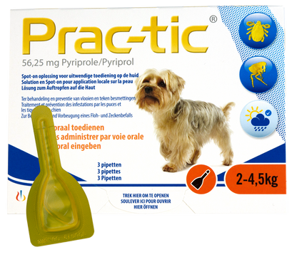 Prac-Tic Teken en vlooien druppels 2 tot 4,5 kg