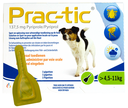 Prac-Tic Teken en vlooien druppels 4,5 tot 11 kg