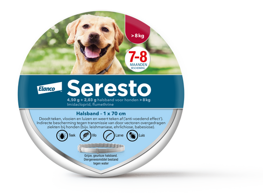 Seresto vlooien- en tekenband voor honden Vanaf 8 kg (4,50 g + 2,03 g)