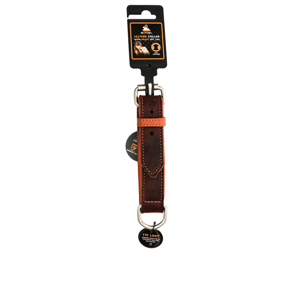 Spotted! Pro Leren Halsband Bruin 2,5x40cm