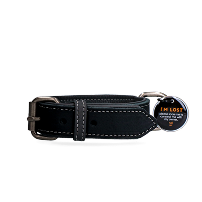 Spotted! Pro Leren Halsband Zwart 2,5 x 45 cm