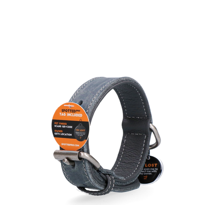 Spotted! Pro Leren Halsband Grijs 2,5 x 45 cm