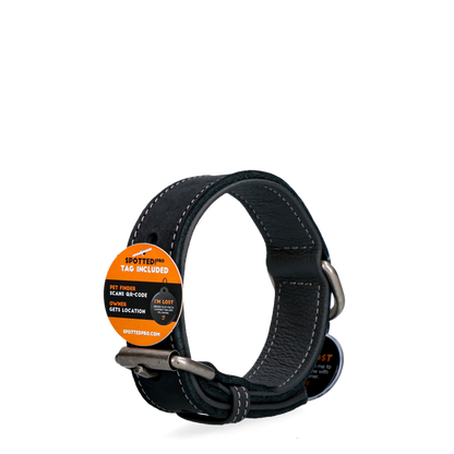 Spotted! Pro Leren Halsband Zwart 2,5 x 50 cm