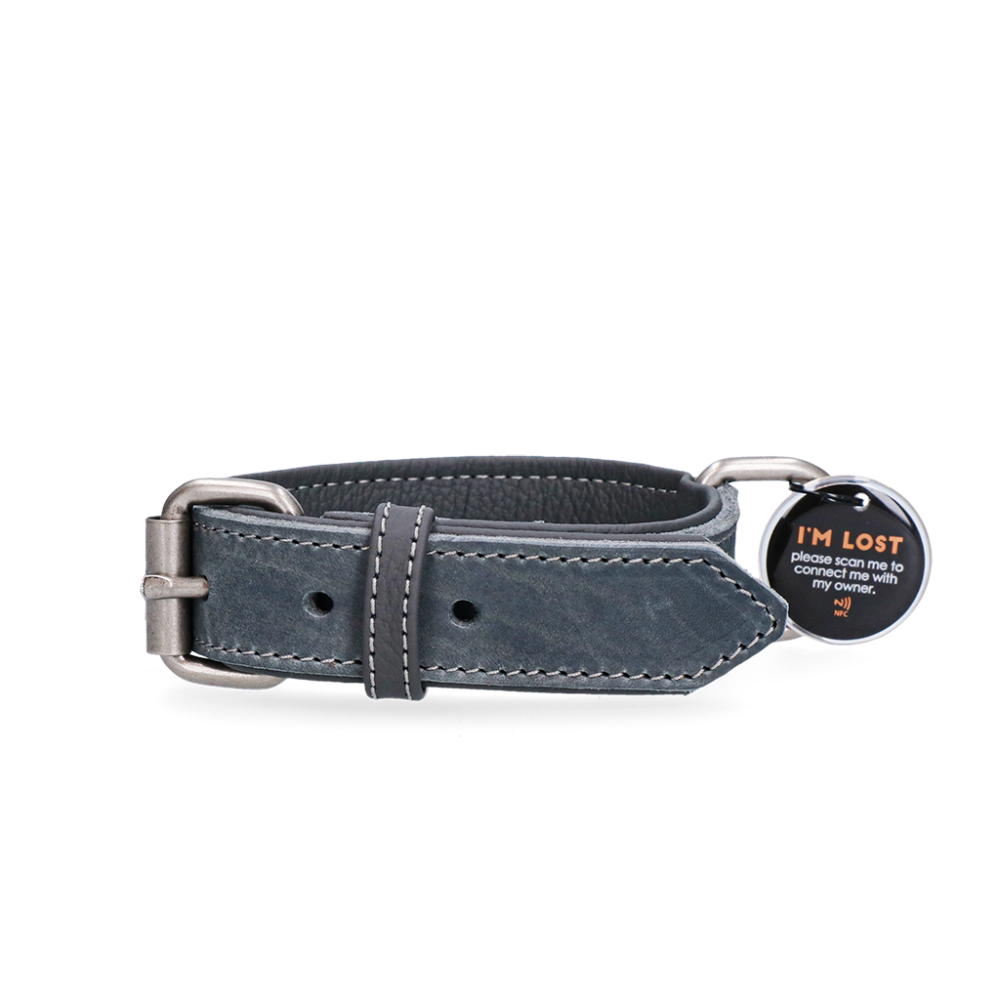 Spotted! Pro Leren Halsband Grijs 3 x 55 cm
