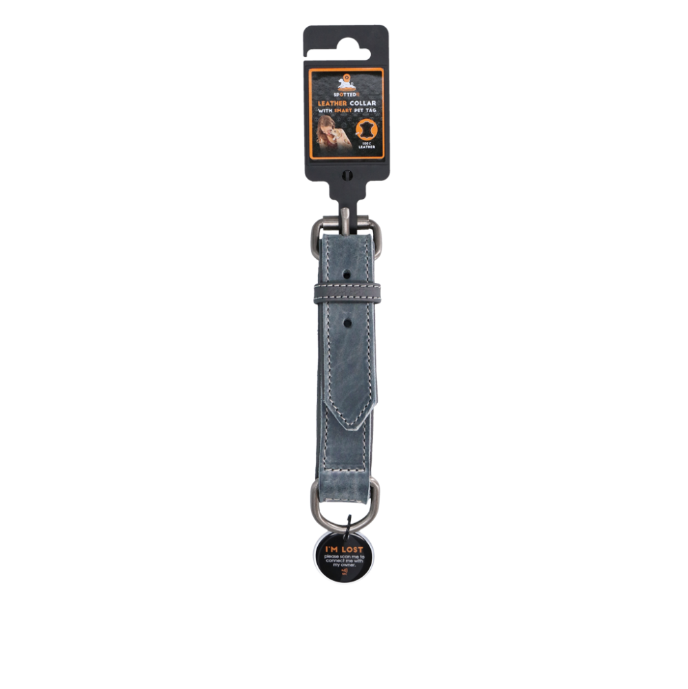 Spotted! Pro Leren Halsband Grijs 3 x 55 cm