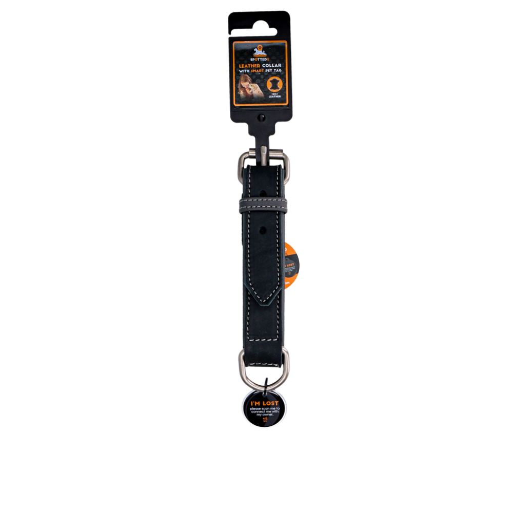 Spotted! Pro Leren Halsband Zwart 3 x 60 cm