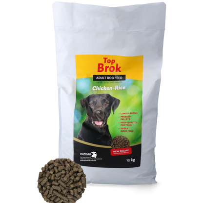 Topbrok Hond Geperste Brokken Kip & Rijst 12 kg