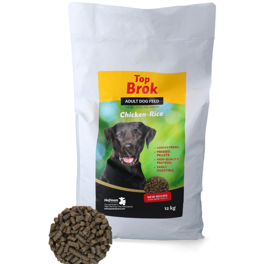 Topbrok Hond Geperste Brokken Kip & Rijst 12 kg
