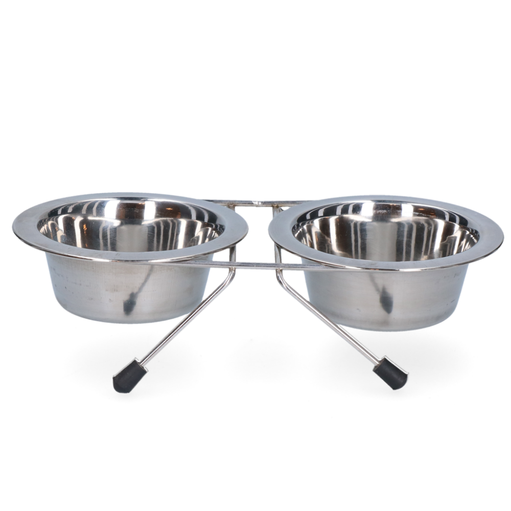Voer en drinkbak RVS met standaard Ø 11 cm (200 ml)