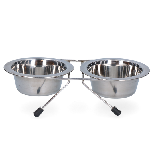 Voer en drinkbak RVS met standaard Ø 11 cm (200 ml)