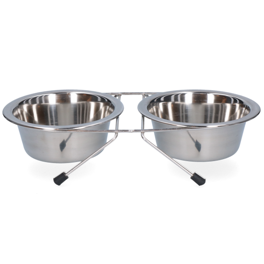 Voer en drinkbak RVS met standaard 350ml Ø 13cm