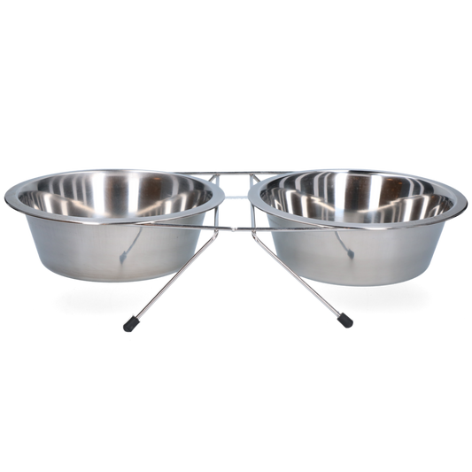 Voer en drinkbak RVS met standaard 1,75ltr Ø 21cm