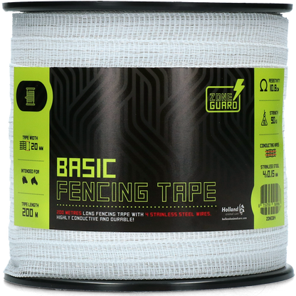 ZoneGuard 20 mm Basic afrasteringslint wit 200 m (4 draden)