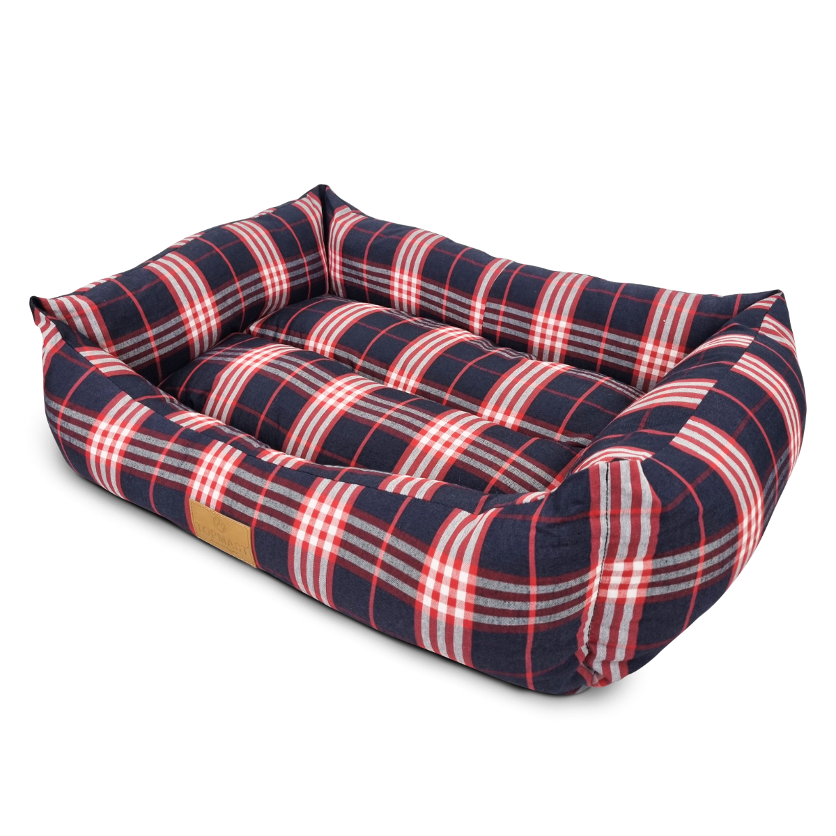 Topmast Dänish Hondenmand - Tartan Blauw & Rood - Large - 78 x 60 x 22 cm