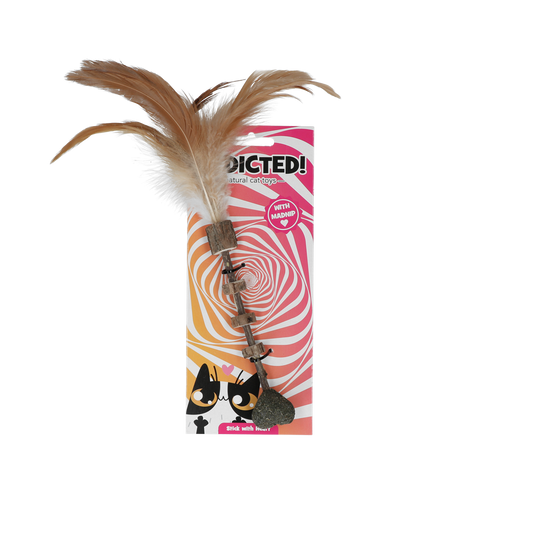 Addicted Stick with heart and feathers